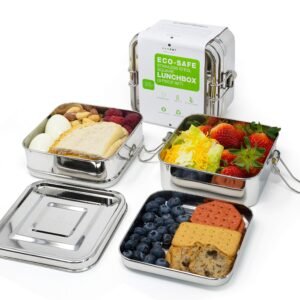 Stainless Steel Lunch Box, 2 Tier Square, 1200ML