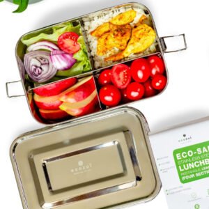 STAINLESS STEEL LUNCH BOX, 4 COMPARTMENT LEAK PROOF 1500ML