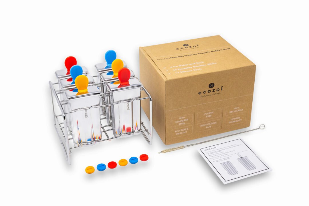 Stainless Steel Popsicle Molds and Rack, Square Shape, Steel Sticks