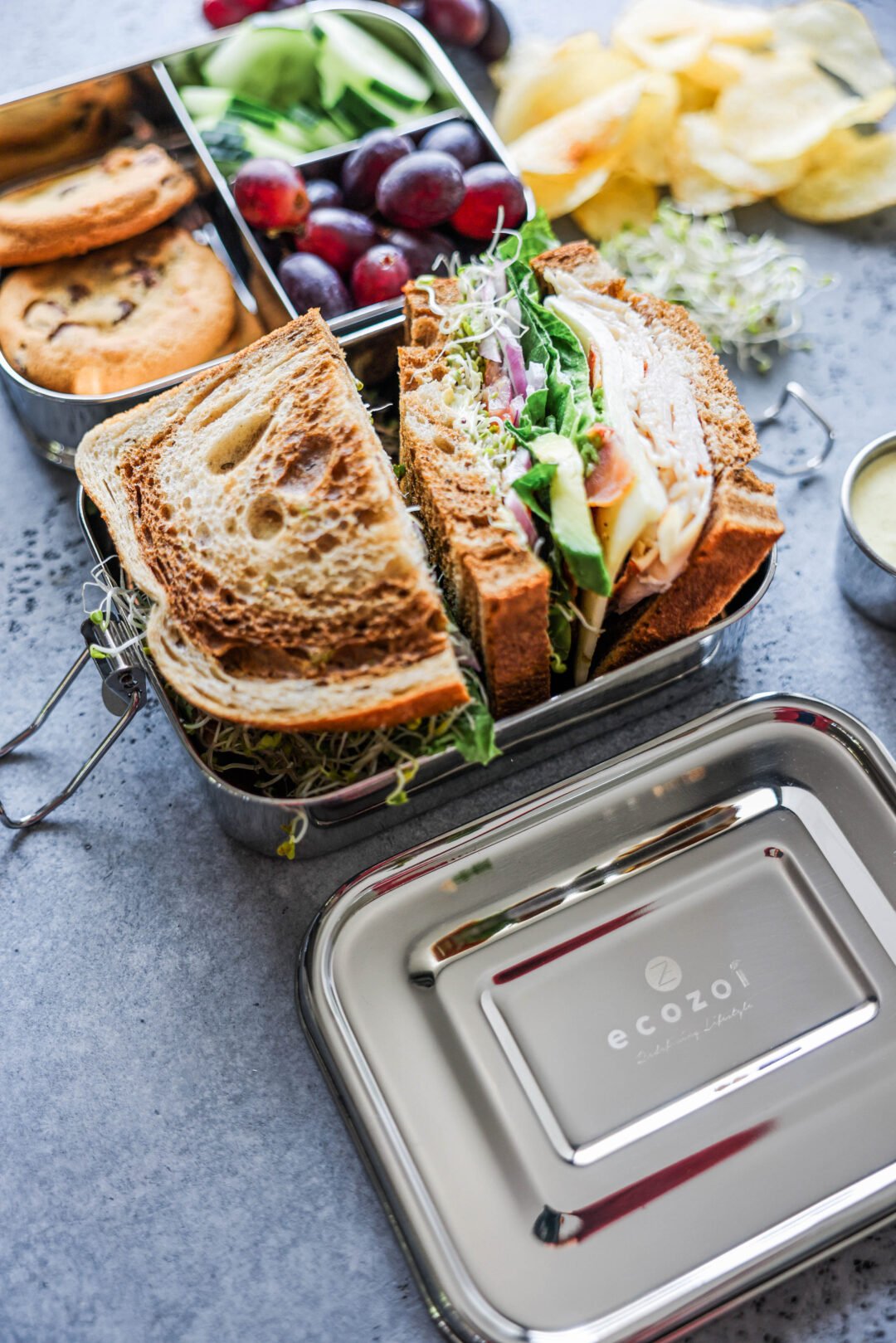 STAINLESS STEEL LUNCH BOX, 2 TIER Leak Proof, 3 COMPARTMENTS, 1700 ML - Image 2